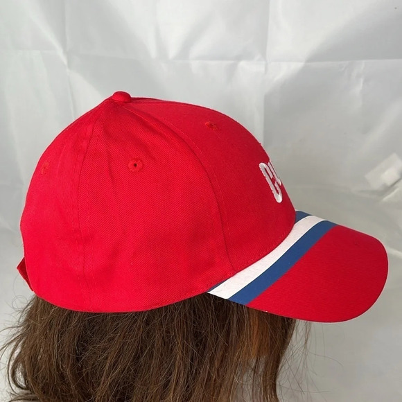CUBA NWT Mens 6 Panel Baseball Cap Red Embroidered Bib Velcro Cotton OS - Picture 3 of 9